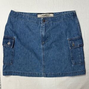Vintage Blue Denim Cargo Mini Skirt